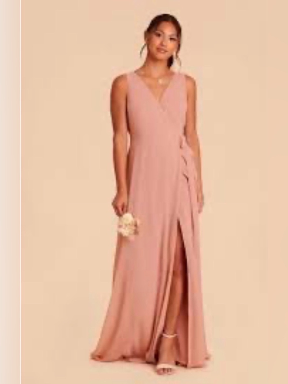 BIRDY GREY SZ S True Wrap Blush V-Neckline Lined Full Length Formal Dress